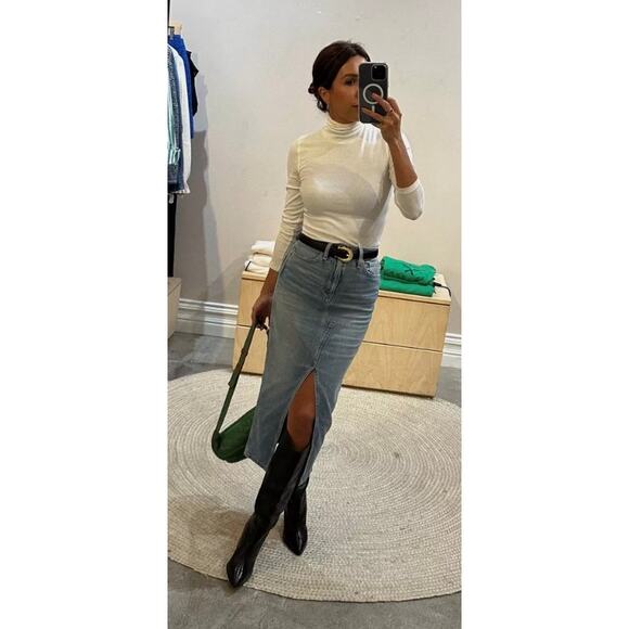 Hudson Reconstructed Denim Midi Skirt in Offshore - Picture 4 of 15